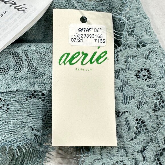 Aerie Women's Size Small Panty Thong Lace Seafoam Green New With Tags - Picture 3 of 10